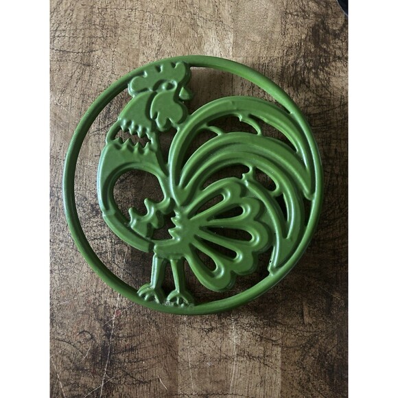 Cocinawear Cast Iron Enameled Rooster Trivet  Green 9.5 Inches Home Decor - Picture 1 of 4